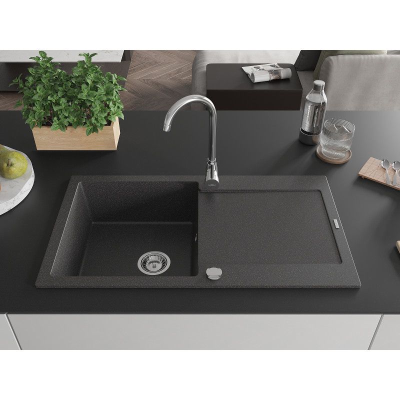 Zlewozmywak wpuszczany Mexen Leo 1-komorowy czarny nakrapiany 900x500 mm  - 6501901010-76-B 1 szt.