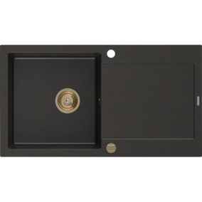 Zlewozmywak wpuszczany Mexen Leo 1-komorowy czarny/złoty metalik 900x500 mm  - 6501901010-75 1 szt.