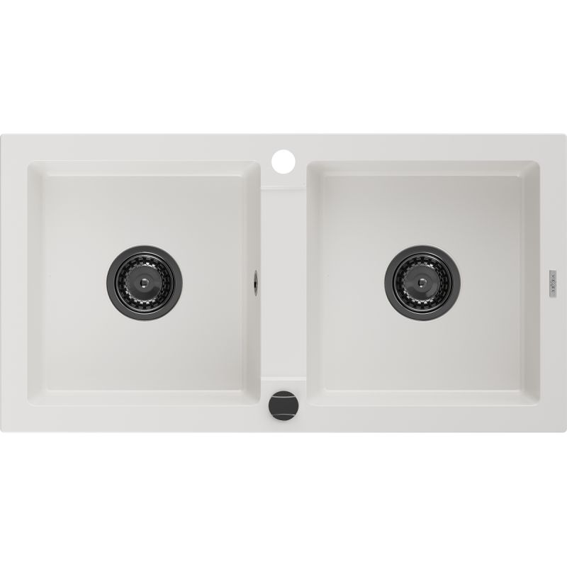 Zlewozmywak wpuszczany Mexen Mario 2-komorowy biały 820x436 mm  6504822000-20-B
