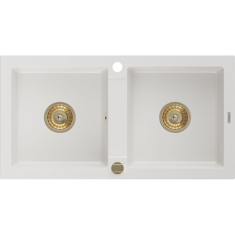 Zlewozmywak wpuszczany Mexen Mario 2-komorowy biały 820x436 mm  6504822000-20-G