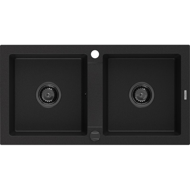 Zlewozmywak wpuszczany Mexen Mario 2-komorowy czarny 820x436 mm  - 6504822000-77-G 1 szt.