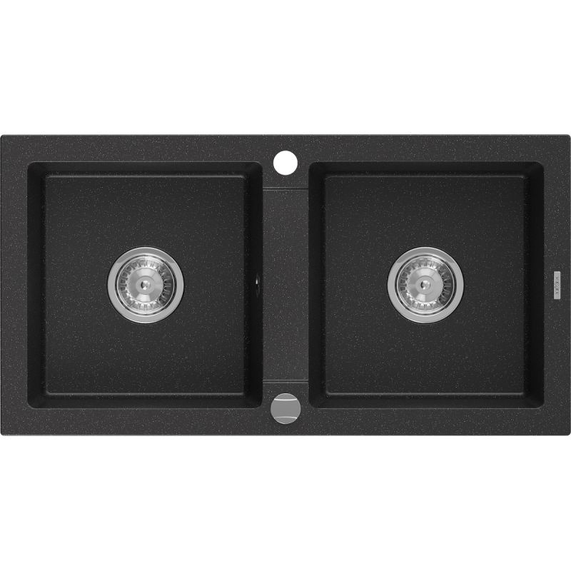 Zlewozmywak wpuszczany Mexen Mario 2-komorowy czarny/złoty metalik 820 x 436 mm  - 6504822000-75-B 1 szt.