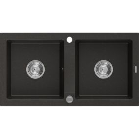 Zlewozmywak wpuszczany Mexen Mario 2-komorowy czarny/złoty metalik 820x436 mm 1 szt.