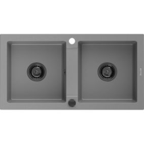 Zlewozmywak wpuszczany Mexen Mario 2-komorowy szary 820x436 mm  6504822000-71-B 1 szt.