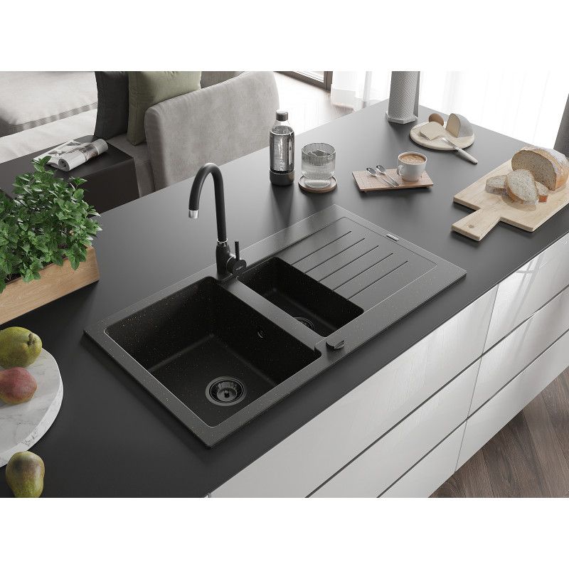 Zlewozmywak wpuszczany Mexen Matias 1,5-komorowy czarny 900x505 mm  - 6502901505-77-B 1 szt.