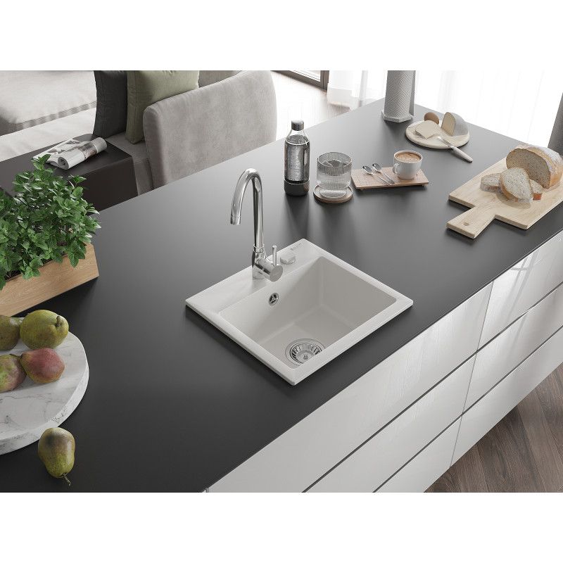 Zlewozmywak wpuszczany Mexen Milo 1-komorowy czarno-srebrny 435x410 mm  - 6505441000-73 1 szt.