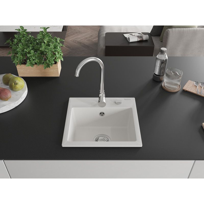 Zlewozmywak wpuszczany Mexen Milo 1-komorowy czarno-srebrny 435x410 mm  - 6505441000-73 1 szt.