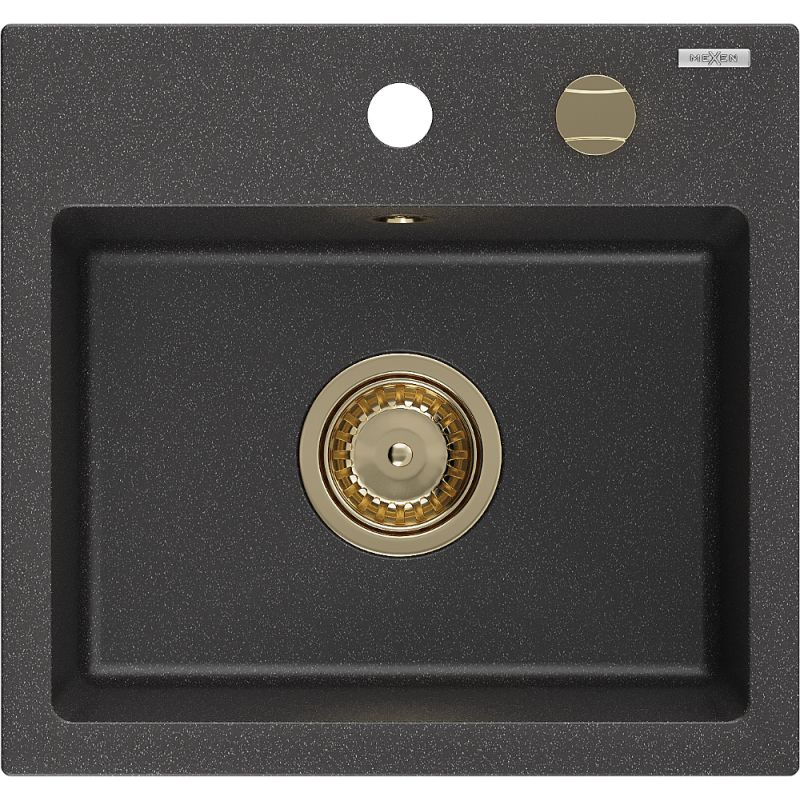 Zlewozmywak wpuszczany Mexen Milo 1-komorowy czarny nakrapiany 435x410 mm  - 6505441000-76-B 1 szt.