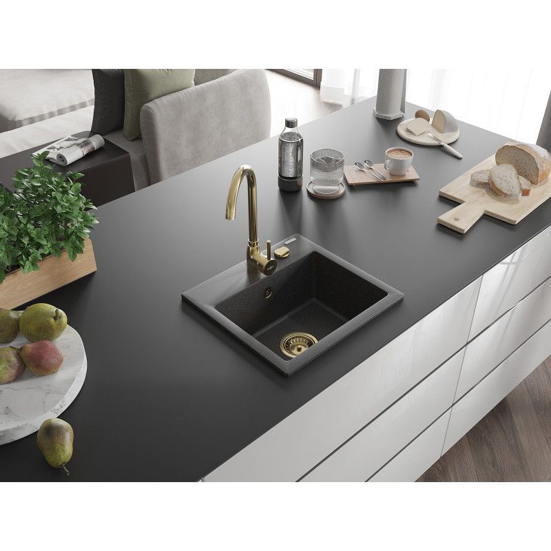 Zlewozmywak wpuszczany Mexen Milo 1-komorowy czarny nakrapiany 435x410 mm  - 6505441000-76-B 1 szt.