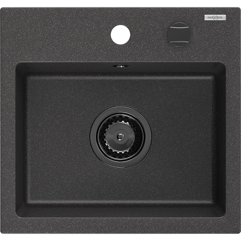 Zlewozmywak wpuszczany Mexen Milo 1-komorowy czarny/srebrny metalik 435x410 mm  - 6505441000-73-G 1 szt.