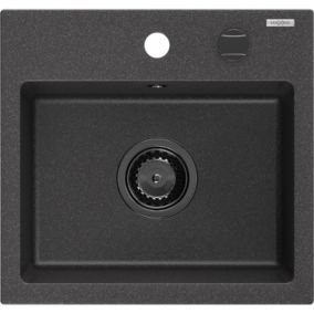 Zlewozmywak wpuszczany Mexen Milo 1-komorowy czarny/srebrny metalik 435x410 mm  - 6505441000-73-G 1 szt.