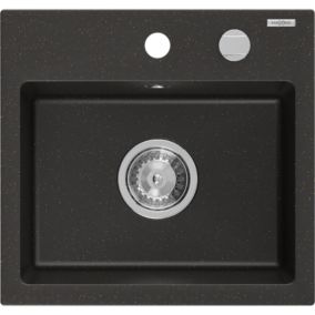 Zlewozmywak wpuszczany Mexen Milo 1-komorowy czarny/złoty metalik 435x410 mm 1 szt.