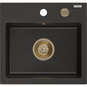 Zlewozmywak wpuszczany Mexen Milo 1-komorowy czarny/złoty metalik 435x410 mm  6505441000-75-G 1 szt.