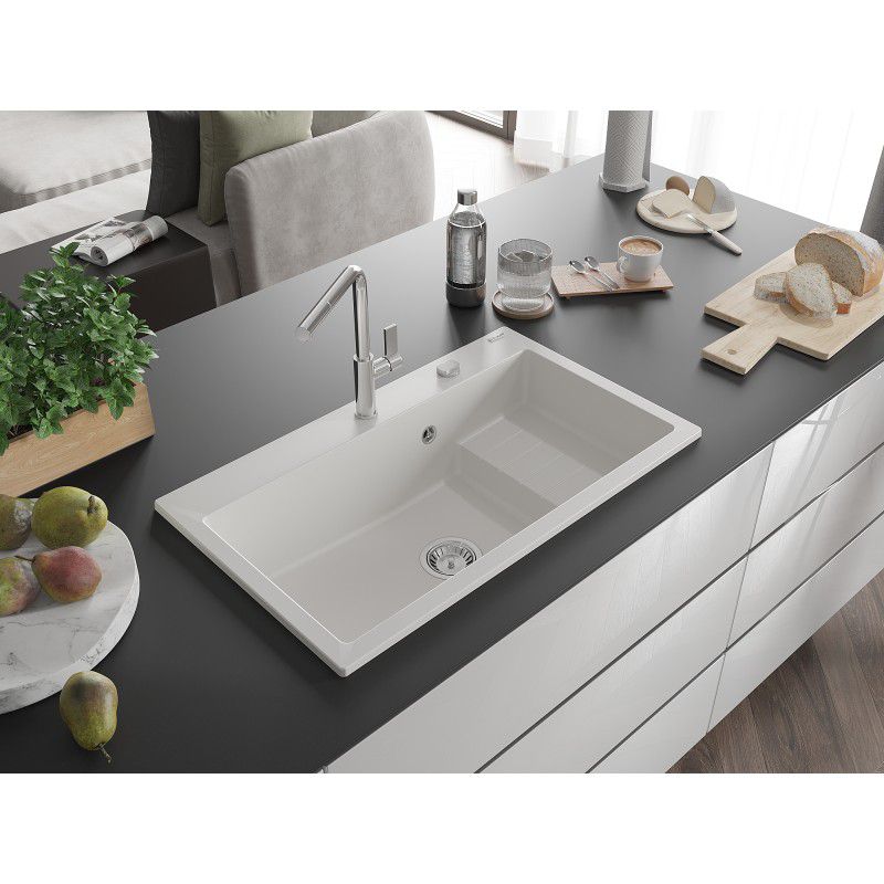 Zlewozmywak wpuszczany Mexen Omar 1-komorowy biały 800x480 mm 1 szt.