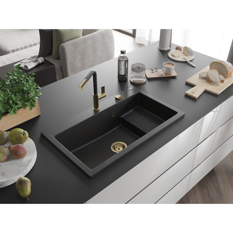 Zlewozmywak wpuszczany Mexen Omar 1-komorowy czarny 800 x 480 mm 1 szt.