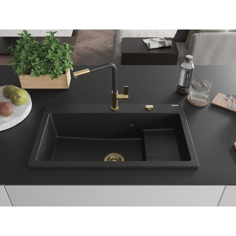 Zlewozmywak wpuszczany Mexen Omar 1-komorowy czarny 800 x 480 mm 1 szt.