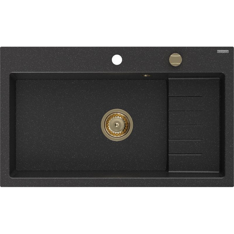 Zlewozmywak wpuszczany Mexen Omar 1-komorowy czarny/srebrny metalik 800x480 mm  - 6520801005-73-B 1 szt.