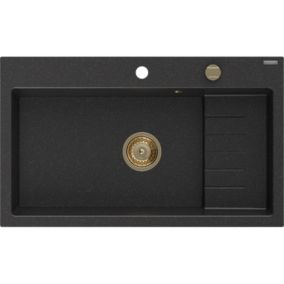 Zlewozmywak wpuszczany Mexen Omar 1-komorowy czarny/srebrny metalik 800x480 mm  - 6520801005-73-B 1 szt.