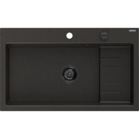 Zlewozmywak wpuszczany Mexen Omar 1-komorowy czarny/złoty metalik 800x480 mm 1 szt.