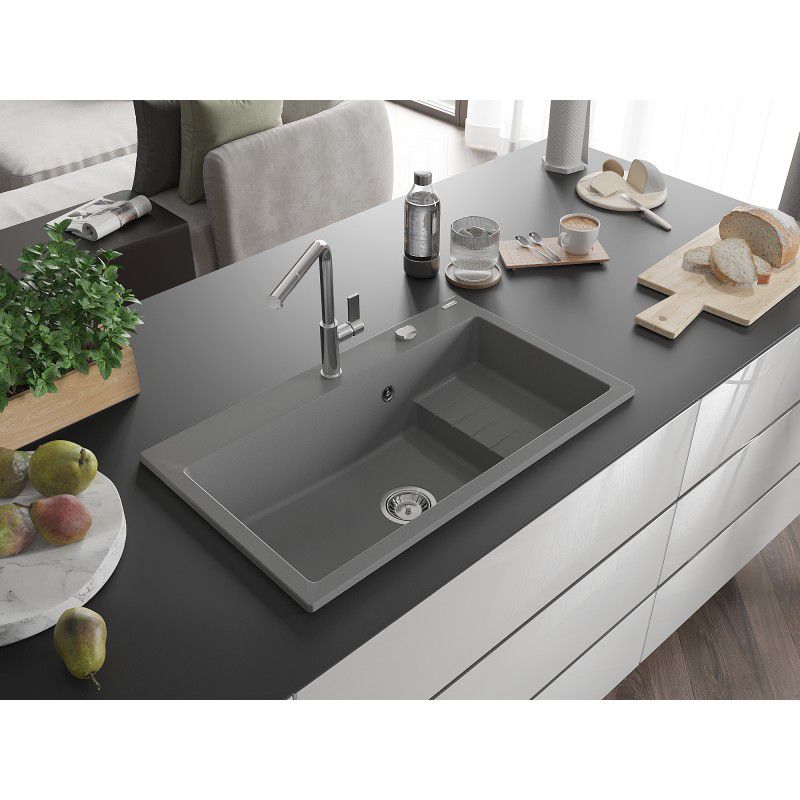 Zlewozmywak wpuszczany Mexen Omar 1-komorowy szary 800x480 mm  6520801005-71 1 szt.