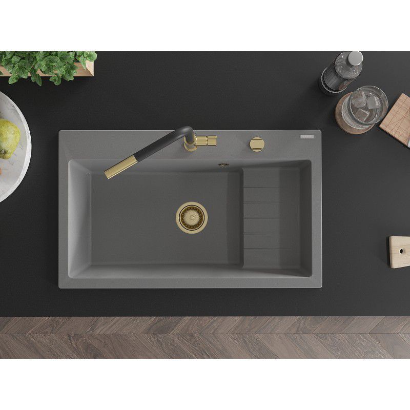 Zlewozmywak wpuszczany Mexen Omar 1-komorowy szary 800x480 mm  6520801005-71-G