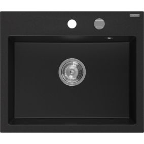 Zlewozmywak wpuszczany Mexen Oscar 1-komorowy czarny 580x490 mm  6519581000-77 1 szt.