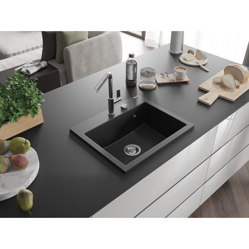 Zlewozmywak wpuszczany Mexen Oscar 1-komorowy czarny 580x490 mm  6519581000-77 1 szt.
