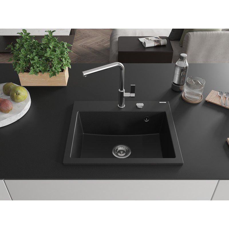 Zlewozmywak wpuszczany Mexen Oscar 1-komorowy czarny 580x490 mm  6519581000-77 1 szt.
