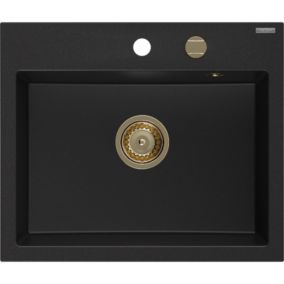Zlewozmywak wpuszczany Mexen Oscar 1-komorowy czarny nakrapiany 580x490 mm  - 6519581000-76-G 1 szt.
