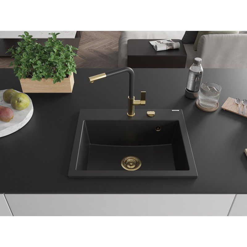 Zlewozmywak wpuszczany Mexen Oscar 1-komorowy czarny nakrapiany 580x490 mm  - 6519581000-76-G 1 szt.