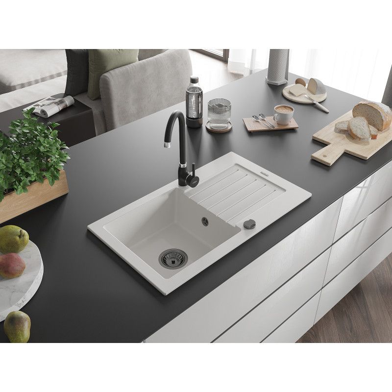 Zlewozmywak wpuszczany Mexen Pablo 1-komorowy biały 752x436 mm  6510751010-20-B