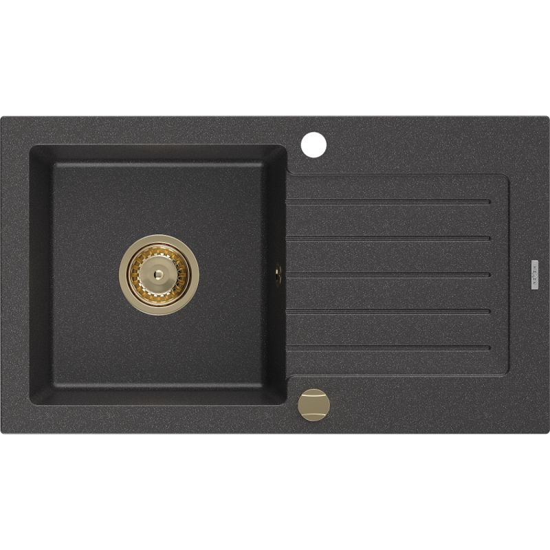 Zlewozmywak wpuszczany Mexen Pablo 1-komorowy czarny nakrapiany 752x436 mm  6510751010-76-G
