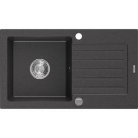 Zlewozmywak wpuszczany Mexen Pablo 1-komorowy czarny/srebrny metalik 752x436 mm  - 6510751010-73 1 szt.
