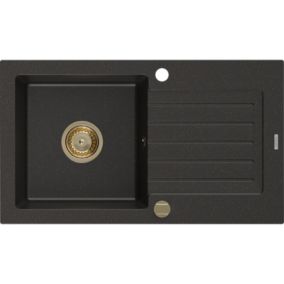 Zlewozmywak wpuszczany Mexen Pablo 1-komorowy czarny/złoty metalik 752x436 mm 1 szt.