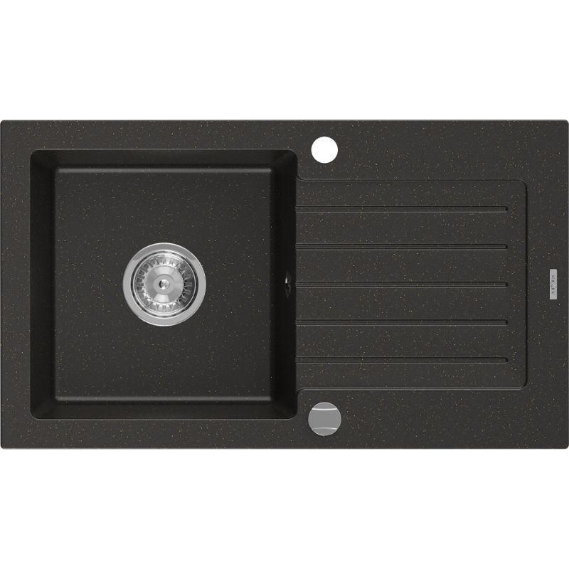 Zlewozmywak wpuszczany Mexen Pablo 1-komorowy czarny/złoty metalik 752x436 mm  - 6510751010-75-G 1 szt.