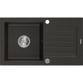 Zlewozmywak wpuszczany Mexen Pablo 1-komorowy czarny/złoty metalik 752x436 mm  - 6510751010-75-G 1 szt.