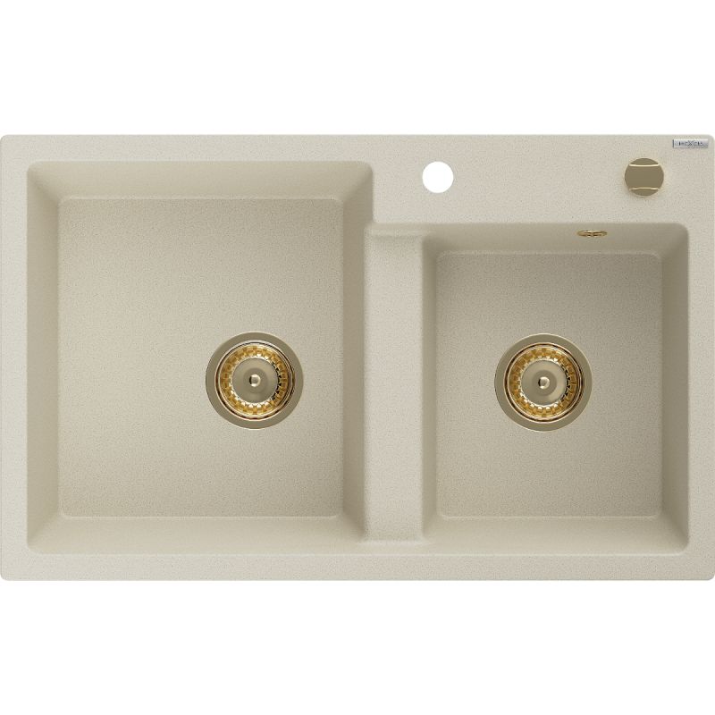 Zlewozmywak wpuszczany Mexen Tomas 2-komorowy beżowy 800x500 mm  - 6516802000-69 1 szt.