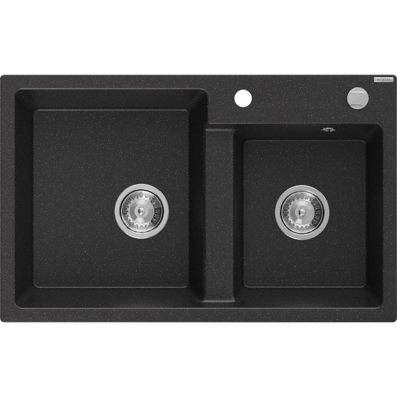 Zlewozmywak wpuszczany Mexen Tomas 2-komorowy czarny/złoty 800x500 mm  - 6516802000-75-G 1 szt.