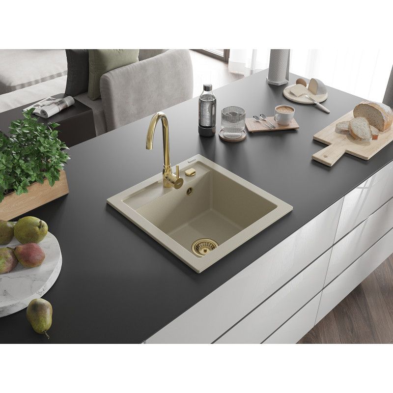 Zlewozmywak wpuszczany Mexen Vito 1-komorowy beżowy 520x490 mm  6503521000-69-G