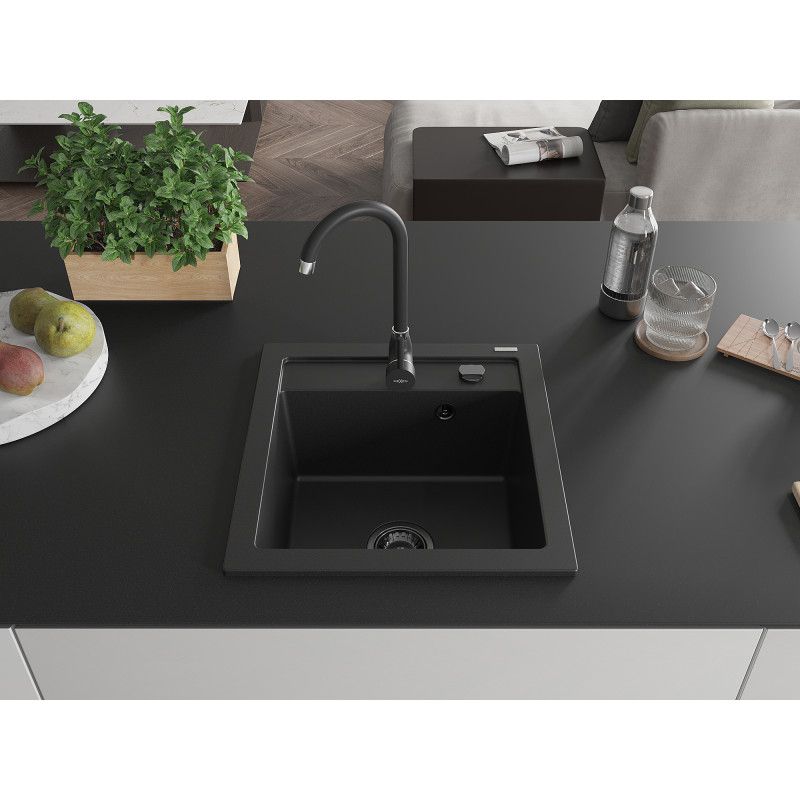 Zlewozmywak wpuszczany Mexen Vito 1-komorowy czarny 520x490 mm 1 szt.
