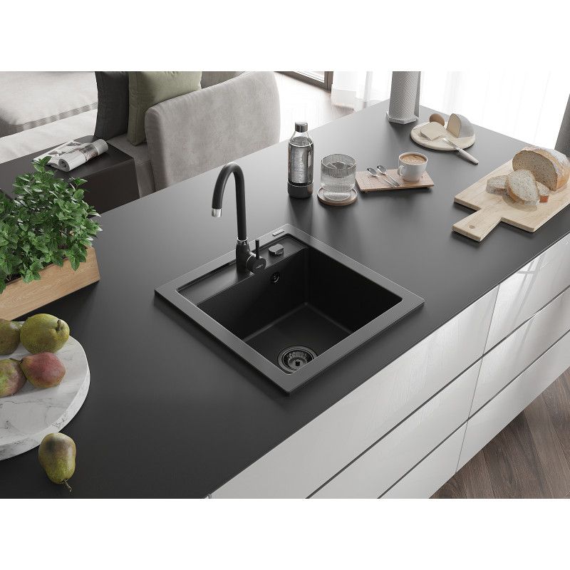Zlewozmywak wpuszczany Mexen Vito 1-komorowy czarny nakrapiany 520 x 490 mm  - 6503521000-76 1 szt.