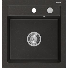 Zlewozmywak wpuszczany Mexen Vito 1-komorowy czarny/złoty metalik 520x490 mm 1 szt.