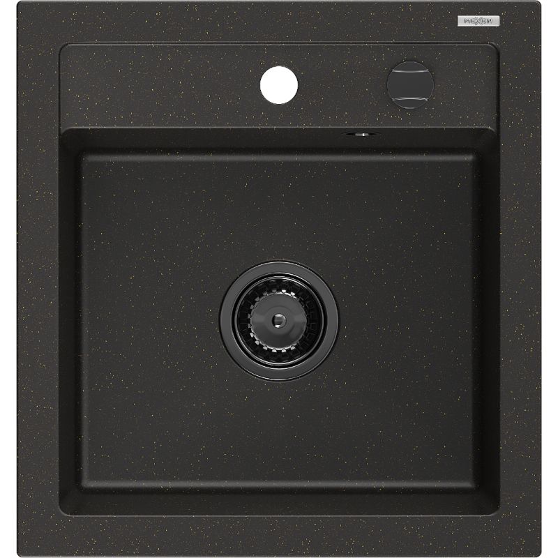 Zlewozmywak wpuszczany Mexen Vito 1-komorowy czarny/złoty metalik 520x490 mm  6503521000-75-B