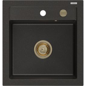 Zlewozmywak wpuszczany Mexen Vito 1-komorowy czarny/złoty metalik 520x490 mm  6503521000-75-G 1 szt.