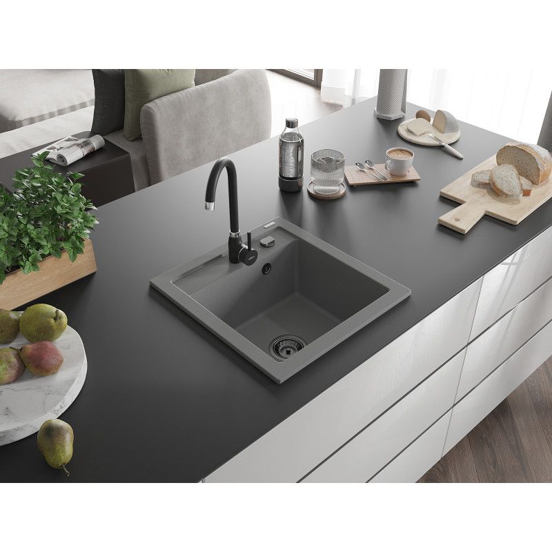 Zlewozmywak wpuszczany Mexen Vito 1-komorowy szary 520x490 mm 1 szt.