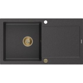 Zlewozmywak z ociekaczem Mexen Leo 1-komorowy czarny nakrapiany 900x500 mm