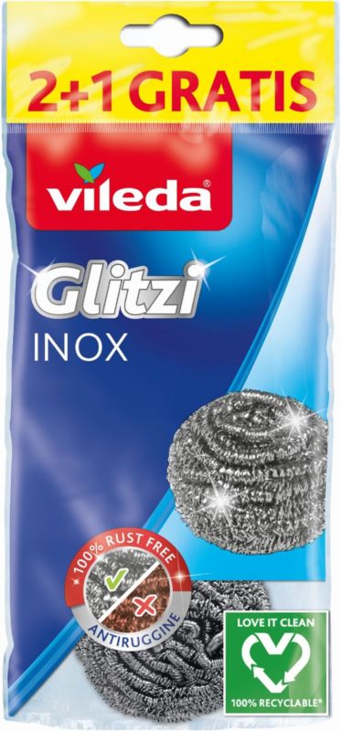 Zmywak stalowy Vileda Glitzi Spiral INOX 3 szt. wysoka trwałość i łatwe czyszczenie