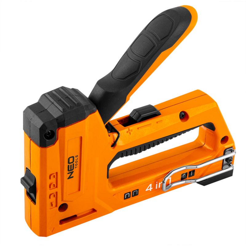 Zszywacz tapicerski NEO TOOLS wielofunkcyjny 4w1, 6-14 mm, aluminiowy, zszywki J, G, L, E 1 szt
