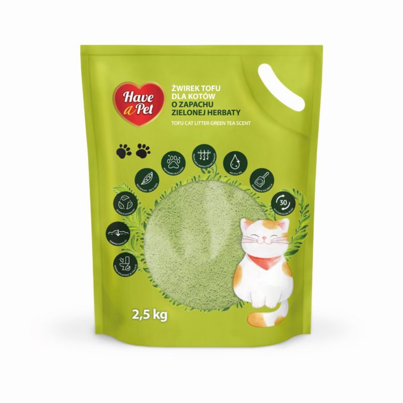 Żwirek tofu Have a Pet zielona herbata 2,5 kg