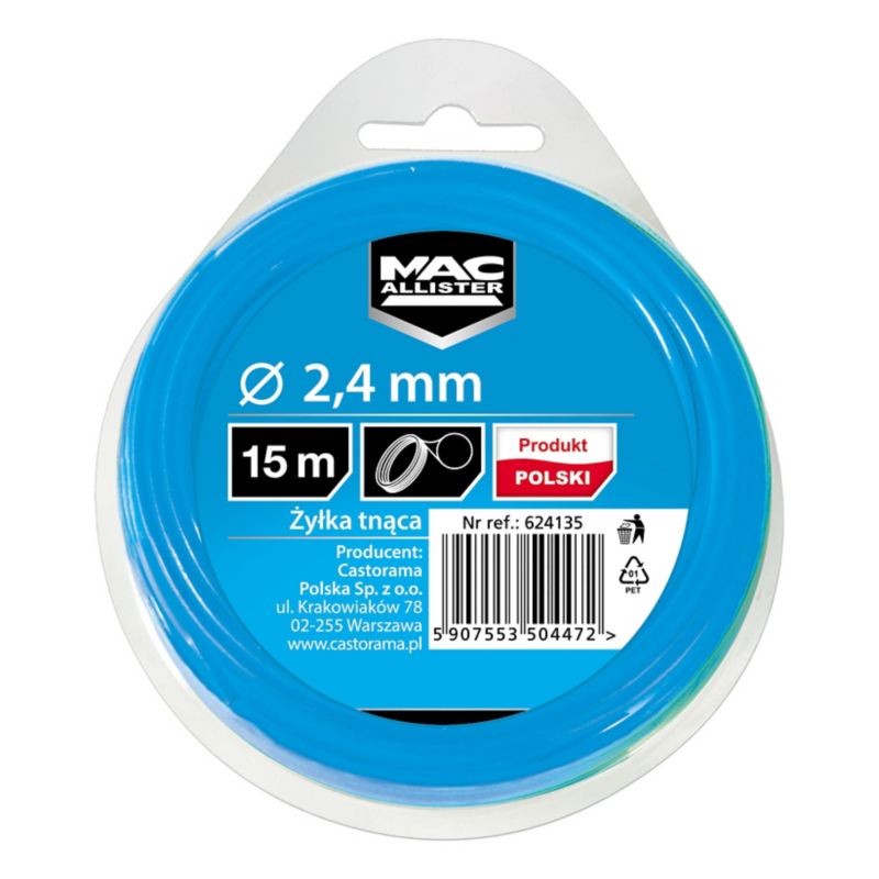 Żyłka tnąca Mac Allister 2,4 mm x 15 m okrągła